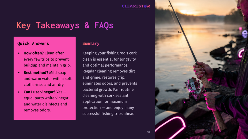 10 Key Takeaways And Faqs 3 A Fisherman Casts His Line At Sunset, With A Cork Fishing Rod In Hand. The Water Glows With Neon Pink Lights Reflecting From The Shore.