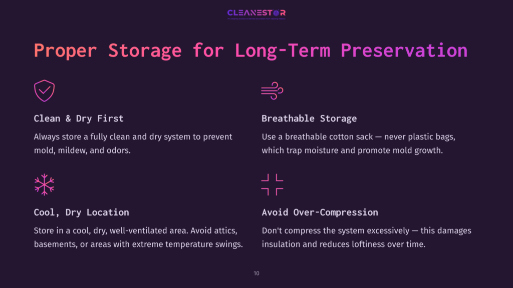 Illustration Featuring Tips For Cleaning And Storing The Army Sleep System, With Bold Text, Icons, And A Dark Background For Emphasis.