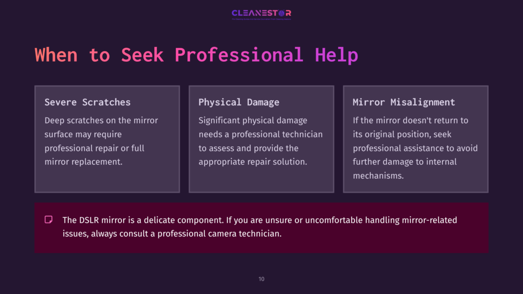 10 When To Seek Professional Help 1 When To Seek Professional Help For Camera Mirror Issues: Severe Scratches, Physical Damage, Or Mirror Misalignment Requiring Professional Repair Or Replacement.