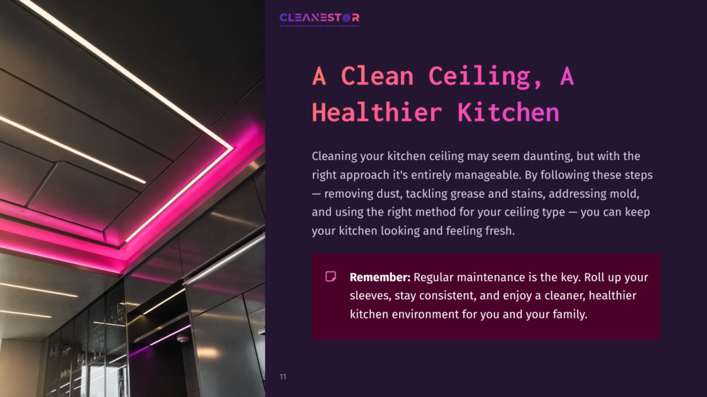 A Modern Kitchen Ceiling With Purple Led Lighting And Sleek Panels, Showcasing A Clean And Organized Space.