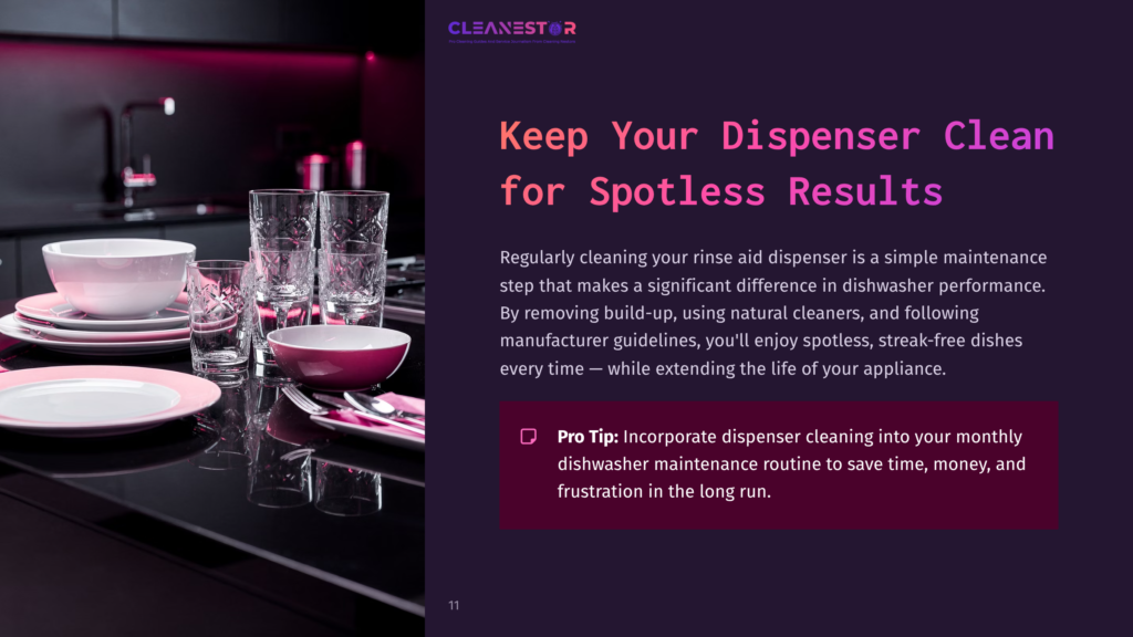 A Sleek Kitchen Countertop Features A Shiny Rinse Aid Dispenser, Glassware, And Pink Lighting, Emphasizing Cleanliness And Care.