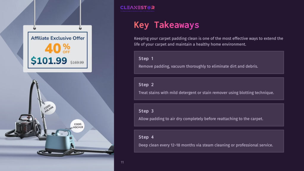 Cleaning Tips Highlighted With Steps And A Promotional Offer, Featuring A Vacuum Cleaner And Steam Cleaner On A Purple Background.