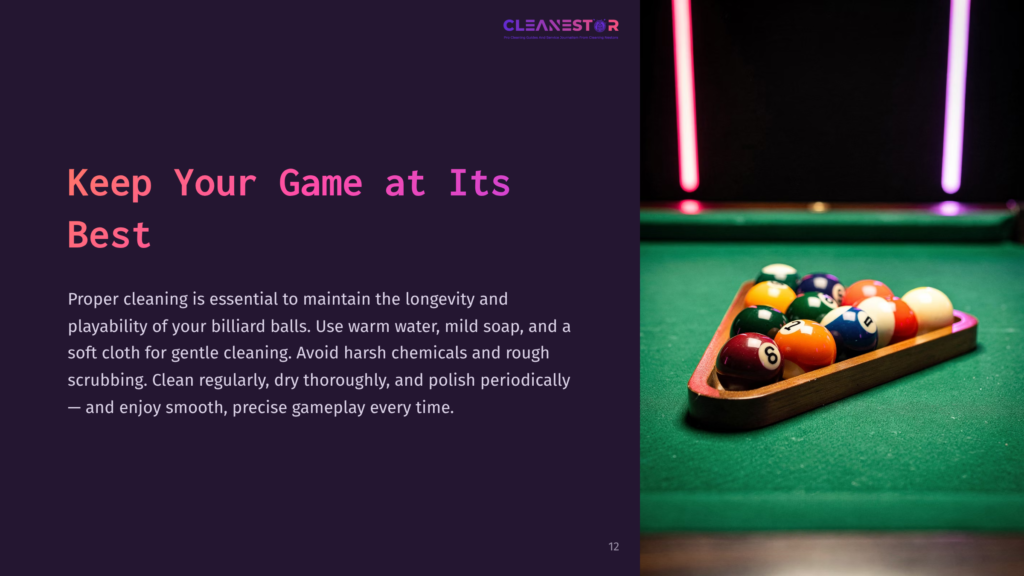 A Set Of Colorful Billiard Balls Arranged On A Green Felt Pool Table, With A Purple Background And Neon Lighting.