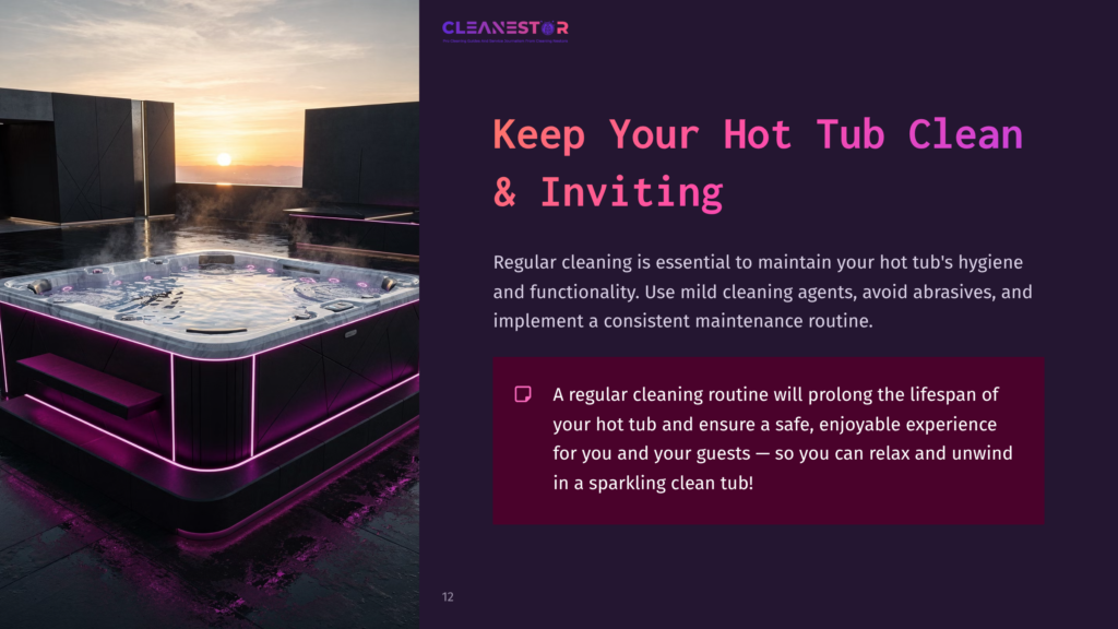 A Clean, Modern Hot Tub With Colorful Led Lighting On A Balcony At Sunset, Surrounded By A Vibrant, Serene Outdoor Setting.