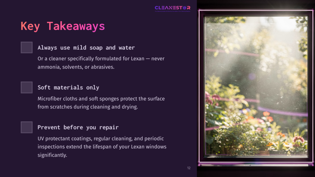 A Colorful Window Scene Features Lush Greenery Outside, With Key Takeaways Listed In Purple And White On A Dark Background.