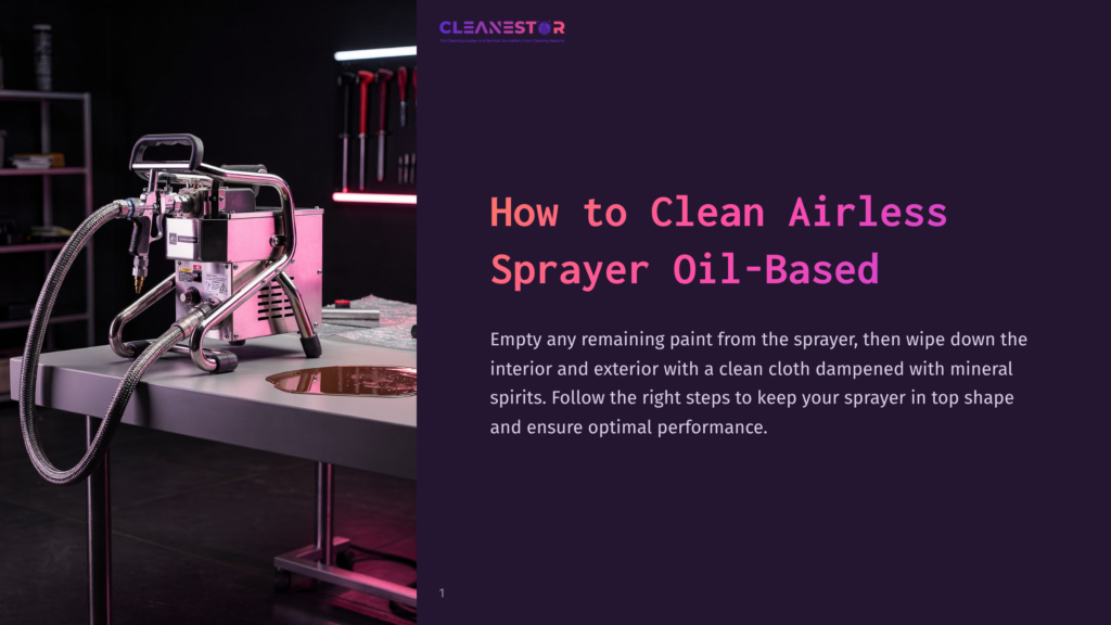 A Clean, Well-Lit Workspace Featuring An Airless Paint Sprayer On A Table, With Tools And Cloths Ready For Maintenance.