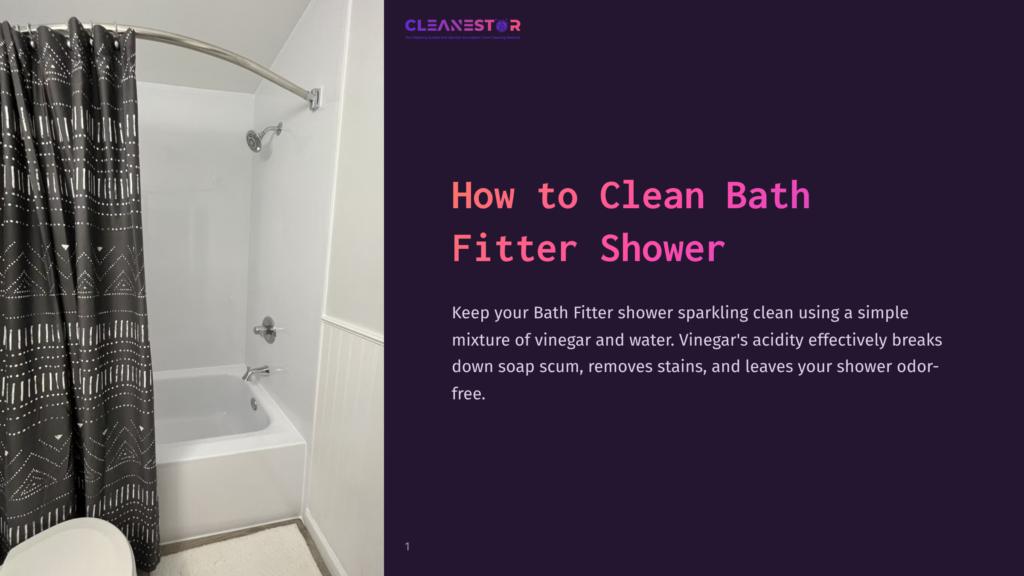 1 How To Clean Bath Fitter Shower Modern Shower Stall With A Curved Curtain Rod And Patterned Black Curtain, Featuring White Walls, A Tub, And A Clean, Minimalistic Design.