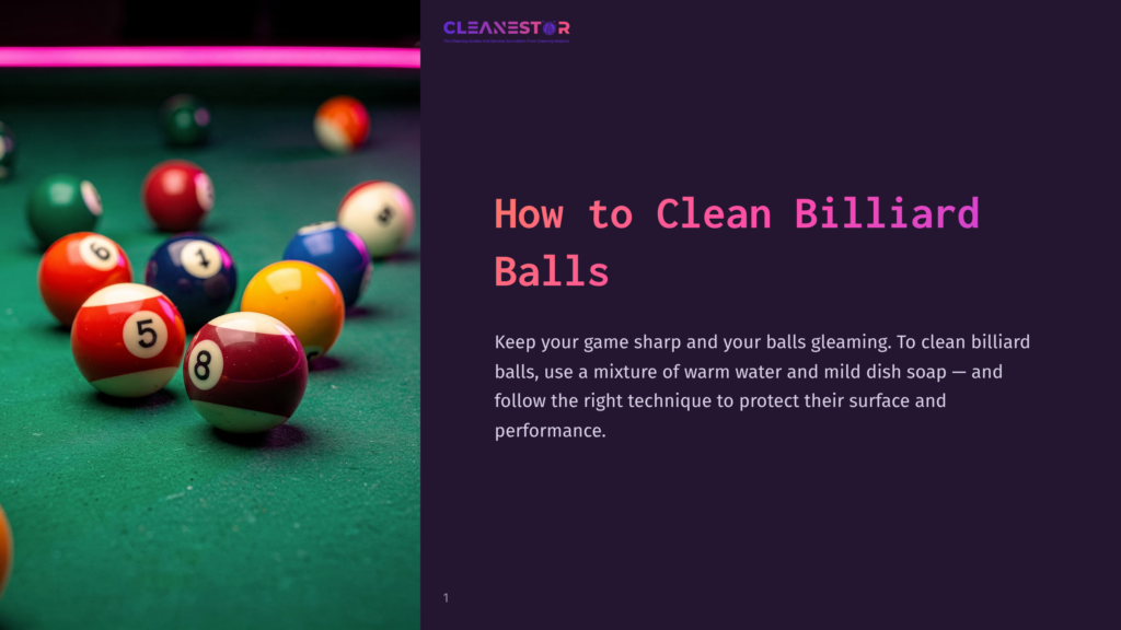A Close-Up Of Colorful Billiard Balls On A Green Felt Table, With A Pink Light Glowing In The Background.