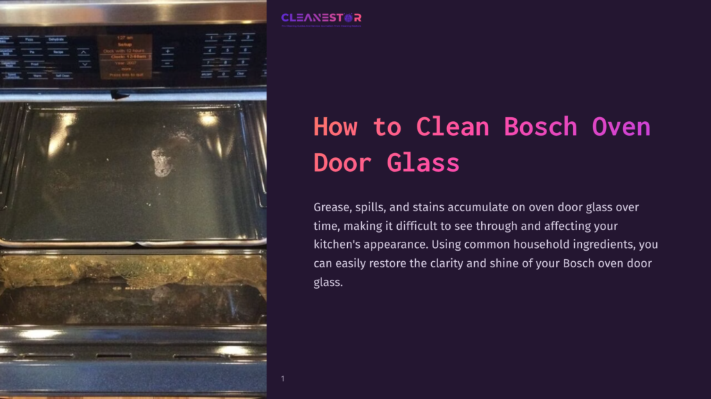 A Bosch Oven With A Partially Opened Glass Door Showcasing Streaks And Smudges On The Glass Surface, Highlighting The Need For Cleaning.