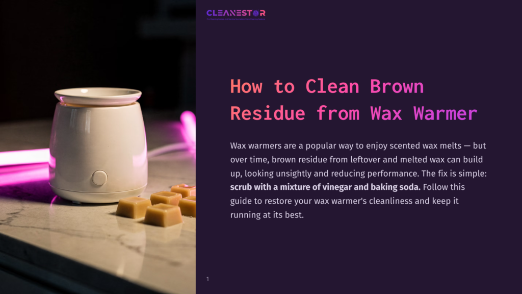 A White Wax Warmer On A Countertop With A Lavender Glow, Beside Pink Neon Lights And A Soft Surface, Ready For Cleaning.