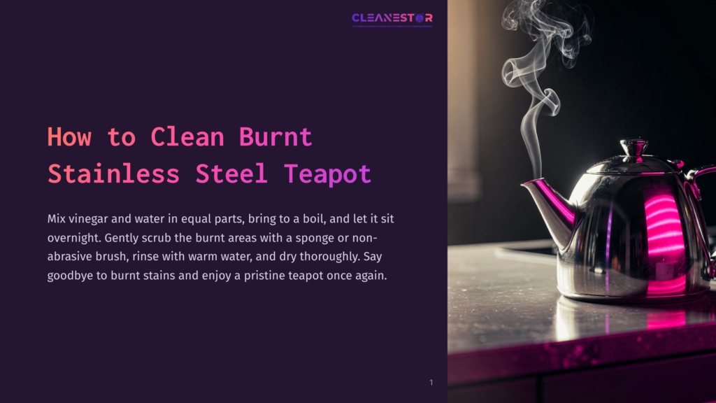 A Shiny Stainless Steel Teapot Sits On A Dark Surface, With Steam Rising From Its Spout, Surrounded By A Deep Purple Background.