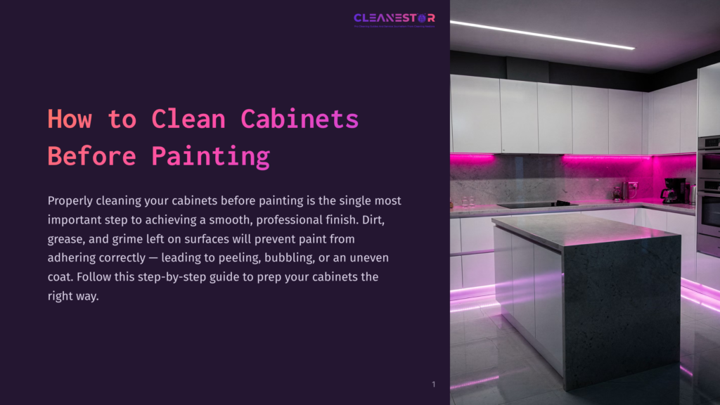 Modern Kitchen With White Cabinets, A Gray Countertop, And Pink Led Lighting. The Layout Features Sleek Design And Organized Surfaces.