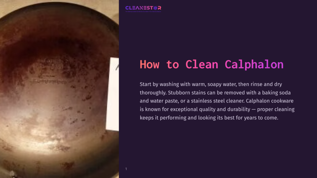 Round, Tarnished Calphalon Cookware With A Brownish Surface Sits Against A Contrasting Purple Background, Highlighting Cleaning Tips.