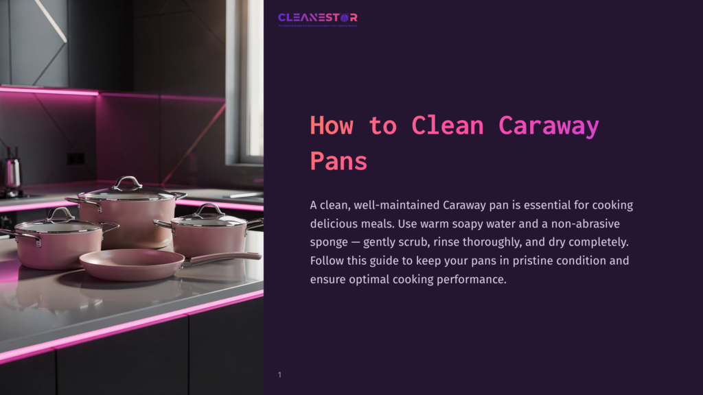 A Sleek Kitchen With Four Shiny Caraway Pans On The Counter, Illuminated By Pink Led Lights And Modern Cabinetry.