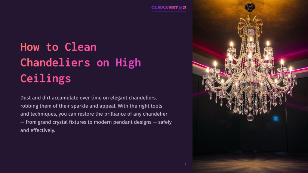 1 How To Clean Chandeliers On High Ceilings A Magnificent Crystal Chandelier Hangs Dramatically In A Modern Room With Dark Walls And Vibrant Pink Accent Lighting. The Chandelier Is The Focal Point, Showcasing Its Intricate Design And Sparkling Crystals.