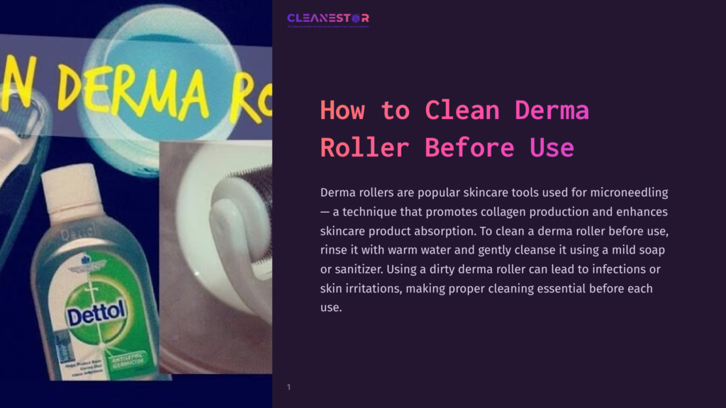 A Close-Up Of A Derma Roller Next To A Bottle Of Disinfectant, Featuring A Blurred Background With A Bright Color Scheme.