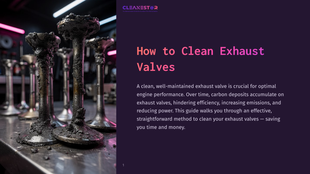 Close-Up Of Heavily Carbon-Covered Exhaust Valves, Showing The Need For Cleaning To Improve Engine Performance.