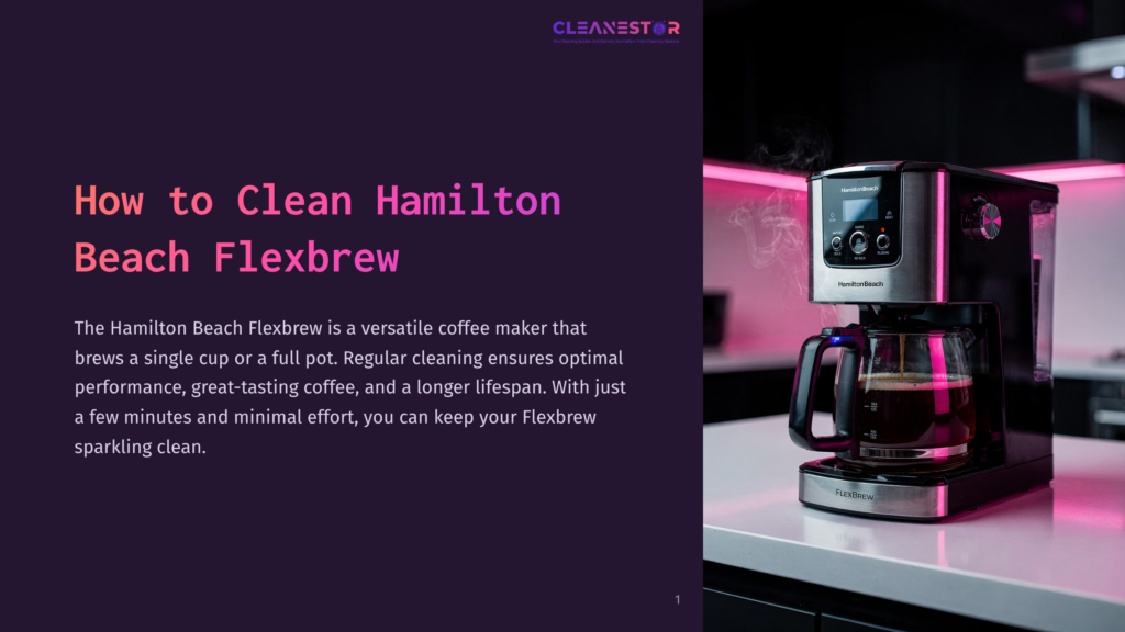 1 How To Clean Hamilton Beach Flexbrew Hamilton Beach Flexbrew Coffee Maker In A Modern Kitchen With Pink Ambient Lighting, Brewing Coffee Into A Glass Carafe.