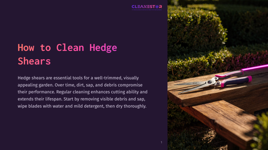 Silver Hedge Shears With Pink Accents Resting On A Wooden Surface, Surrounded By Neatly Trimmed Greenery And Soft Evening Light.