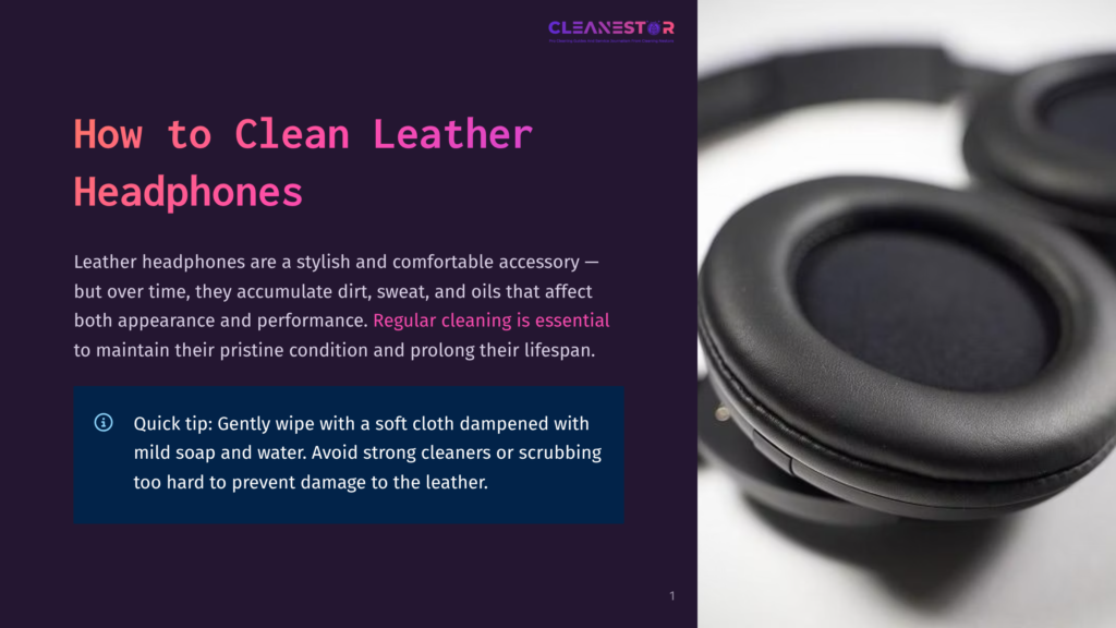 Close-Up Of Black Leather Headphones With Plush Earcups, Suggesting A Focus On Cleaning And Maintaining These Stylish Accessories.