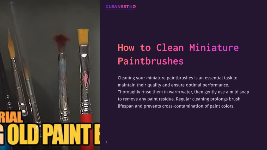 Several Miniature Paintbrushes In Various Sizes Are Displayed. The Background Features A Dark Surface, With Part Of The Text Visible On The Right.