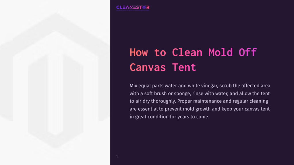 1 How To Clean Mold Off Canvas Tent Instructions Displayed On A Dark Background Featuring Pink Text; Tips For Cleaning Mold From A Canvas Tent Are Highlighted.