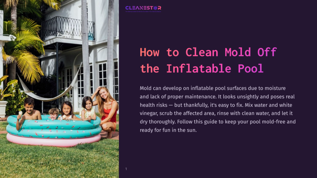 1 How To Clean Mold Off The Inflatable Pool Cleanestor Logo At The Top Of A Page With A Title &Quot;How To Clean Mold Off The Inflatable Pool&Quot; And A Description Of Mold Cleaning For Inflatable Pools.