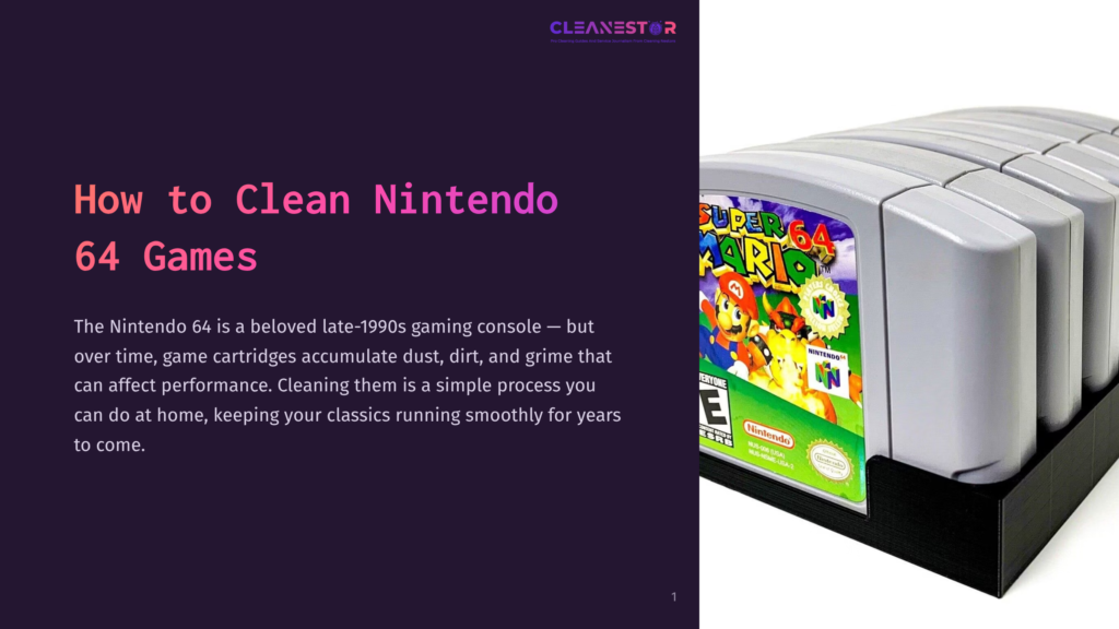 1 How To Clean Nintendo 64 Games Close-Up Of A Nintendo 64 Game Cartridge Featuring &Quot;Super Mario 64,&Quot; With Colorful Graphics And A White Background.