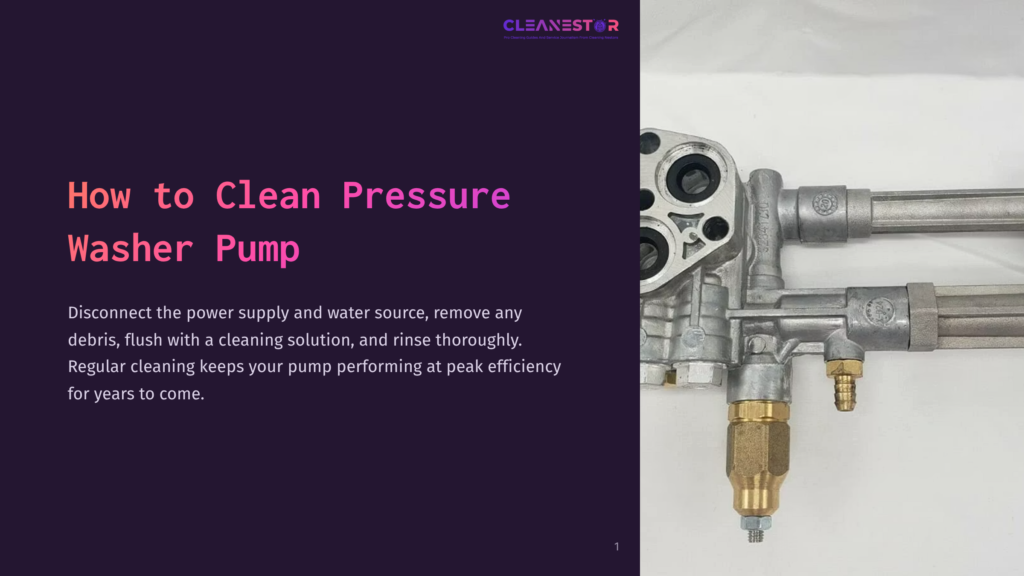 1 How To Clean Pressure Washer Pump A Silver Pressure Washer Pump With Brass Connectors, Set Against A Dark Background, Showcasing Its Detailed Components And Layout.