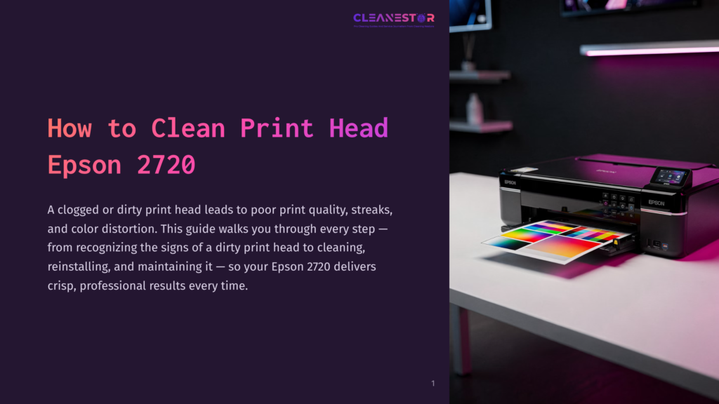 1 How To Clean Print Head Epson 2720 1 Epson 2720 Printer On A White Table, Printing A Colorful Test Pattern. Text Overlay: &Quot;How To Clean Print Head Epson 2720.