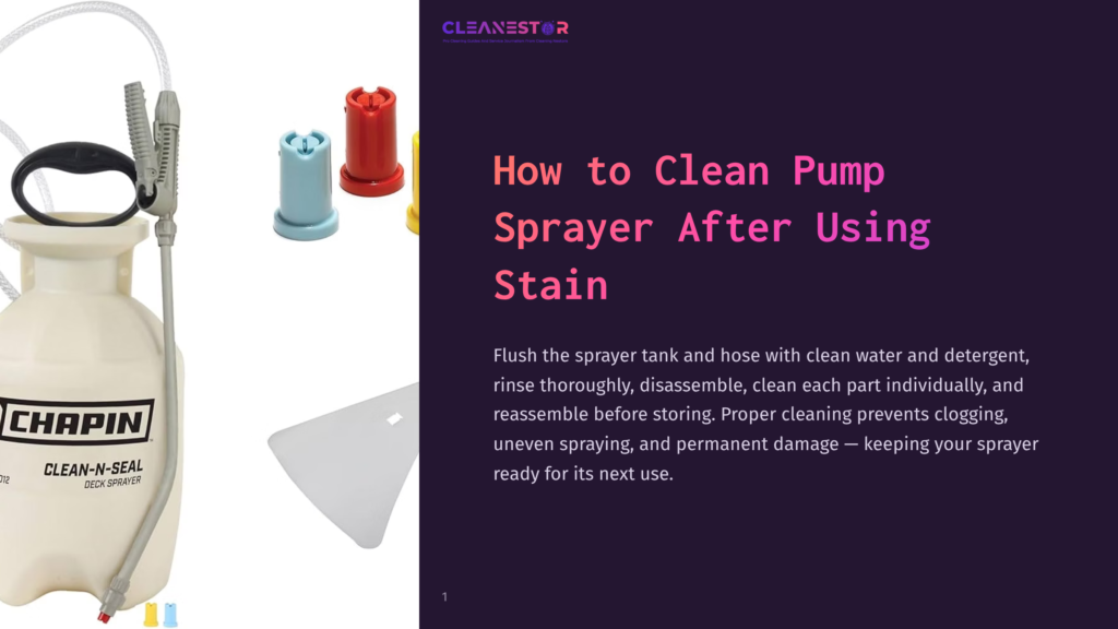 A Pump Sprayer With A Clear Tank, Colorful Nozzles, And A Gray Washing Tool, Set Against A Dark Purple Background.