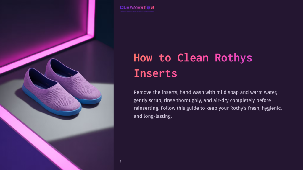 A Pair Of Purple Rothy'S Shoes With Blue Soles Placed On A Dark Surface, Illuminated By Vibrant Pink And Purple Background Lighting.