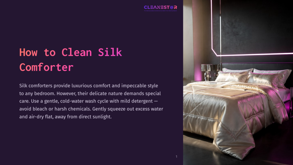 A Luxurious Silk Comforter In Soft Beige, Neatly Spread On A Bed With Modern Decor And Soft Lighting In A Stylish Bedroom.
