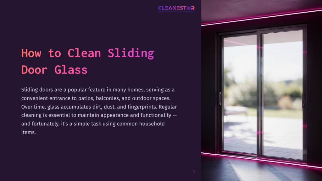 A Modern Sliding Glass Door With A Sleek Design, Set Against A Dark Background, Featuring Pink Accent Lighting.
