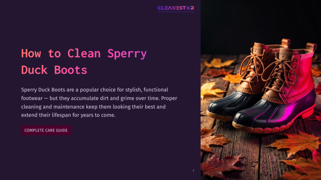 1 How To Clean Sperry Duck Boots Black And Brown Sperry Duck Boots Positioned On A Dark Surface With Autumn Leaves Scattered Around, Creating A Seasonal Atmosphere.