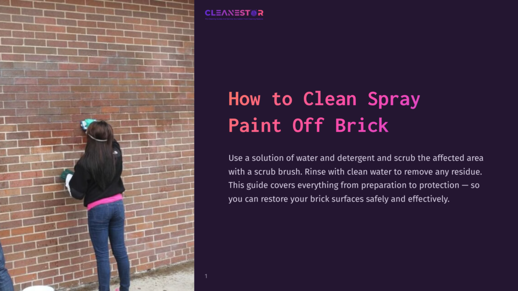 A Person Scrubbing A Brick Wall With A Scrub Brush, Removing Spray Paint, Wearing A Black Jacket And Blue Jeans.