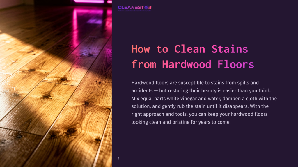 1 How To Clean Stains From Hardwood Floors Wooden Hardwood Floor Reflecting Light, Showcasing Its Rich Brown Tones And Natural Grain, With A Soft Purple Glow In The Background.