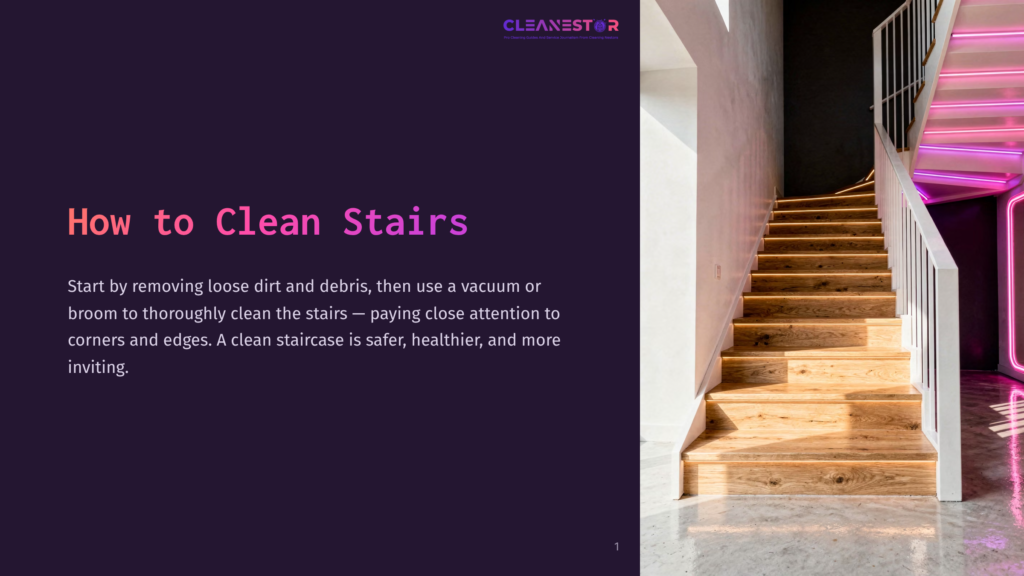 Wooden Stairs Lead Upwards, Highlighted By Modern Lighting, Against A Dark Purple Wall. A Clean, Inviting Staircase Is Featured.