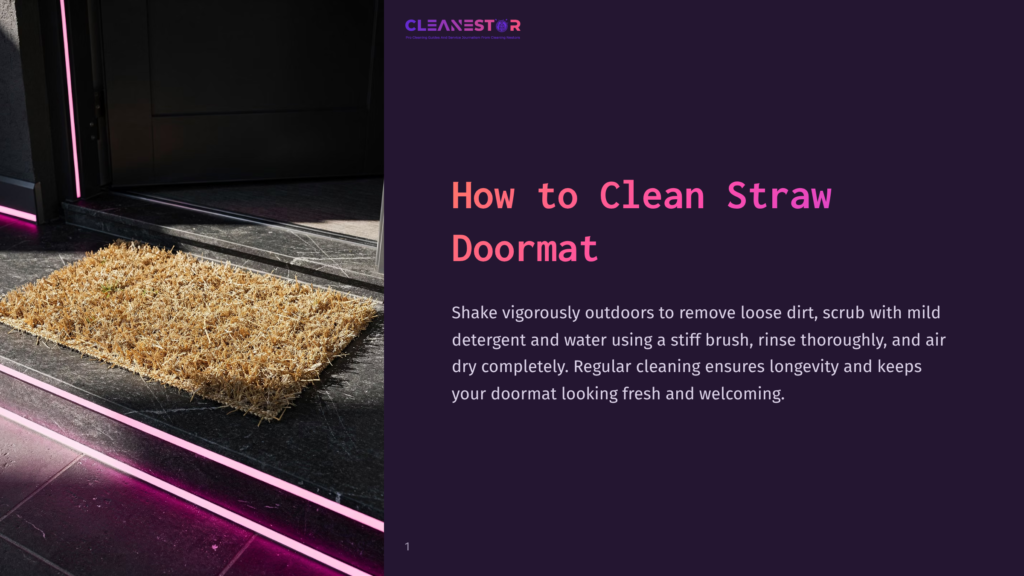 A Straw Doormat Placed At A Home'S Entrance On A Stone Floor, Surrounded By A Soft Purple Glow, Inviting And Clean.