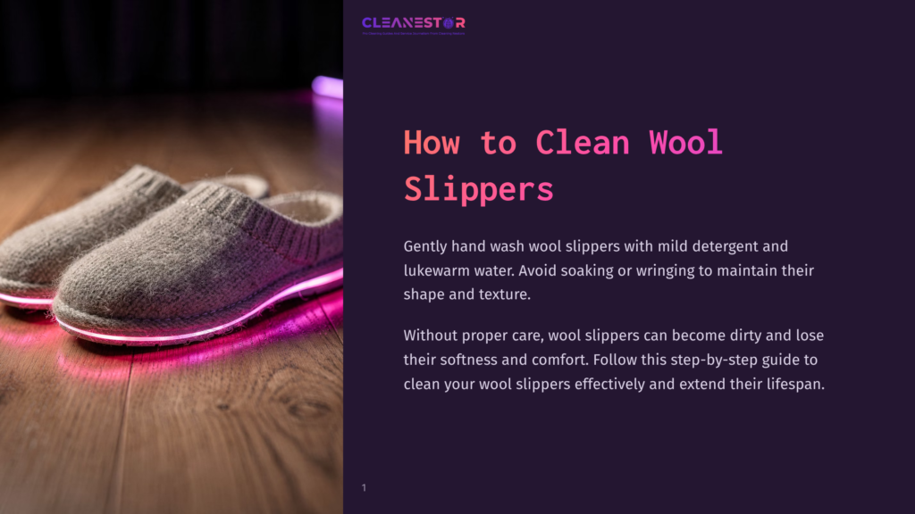 A Pair Of Cozy, Textured Wool Slippers With Subtle Pink Led Lighting Around The Soles Rest On A Warm Wooden Floor. The Image Is Part Of A Guide On &Quot;How To Clean Wool Slippers.
