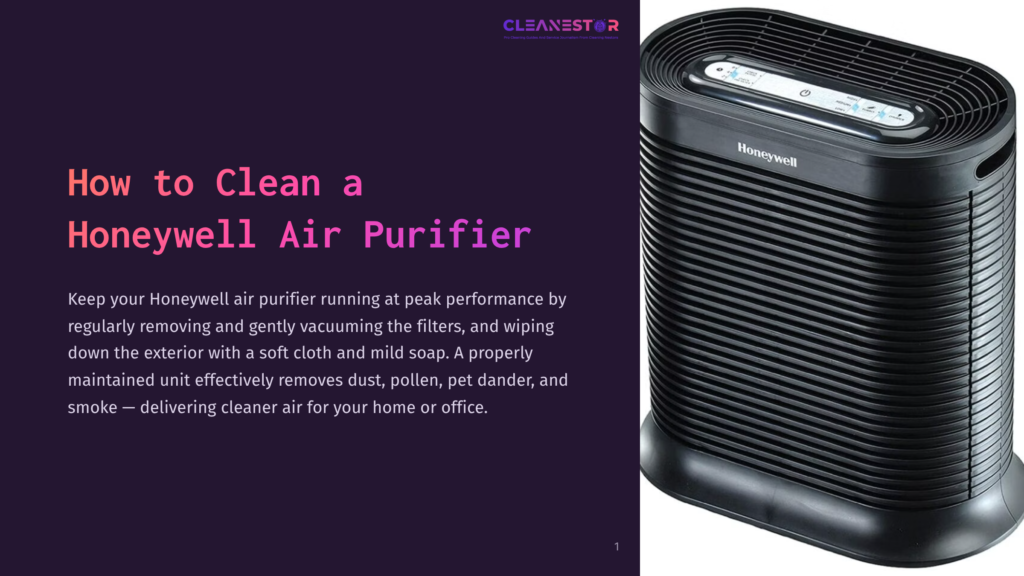A Honeywell Air Purifier With A Sleek Black Design, Featuring A Front Panel With Control Buttons And A Textured Exterior.