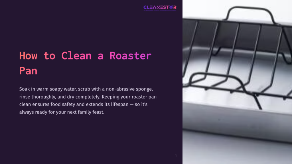 A Stainless Steel Roaster Pan With A Black Wire Rack, Set Against A Dark Purple Background.