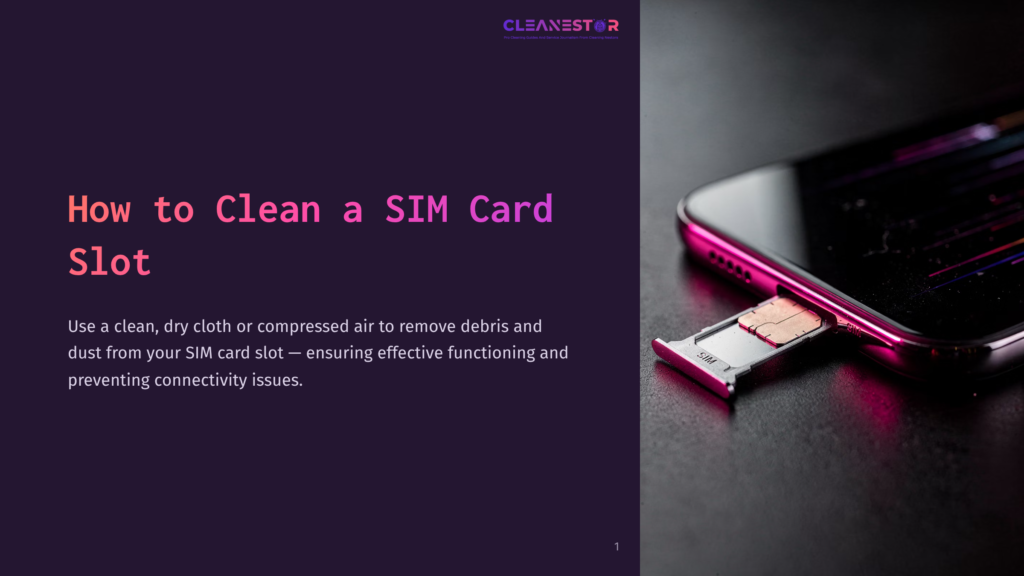 1 How To Clean A Sim Card Slot A Close-Up Of A Smartphone With A Partially Ejected Sim Card Tray, Set Against A Dark Background With A Subtle Purple Hue.
