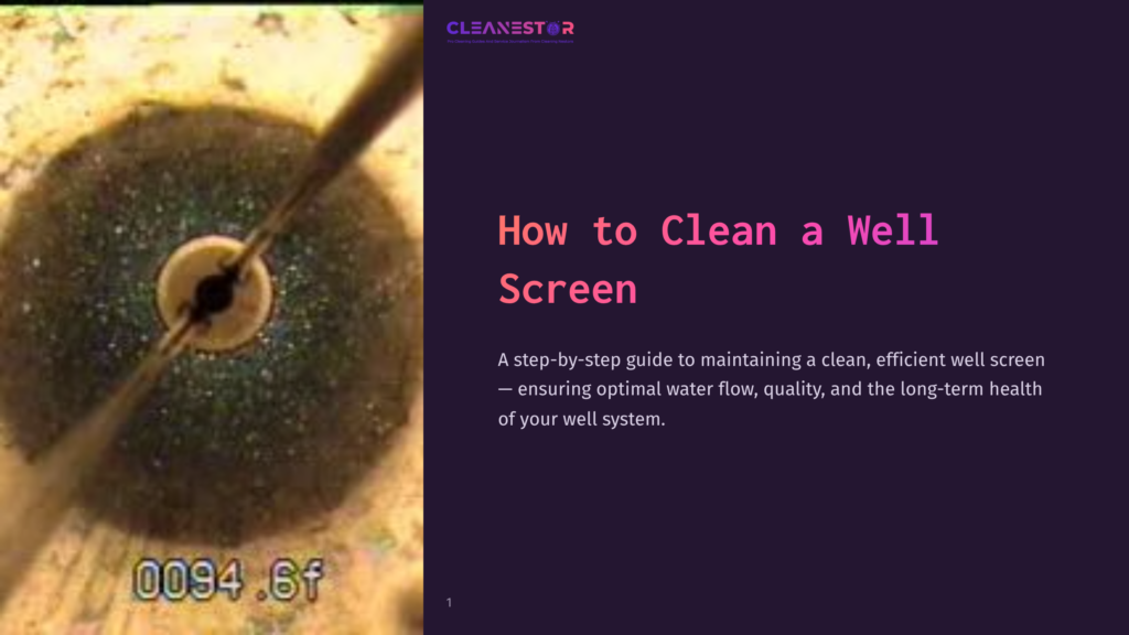 A Close-Up View Of A Well Screen, Showing Debris And Sediment Inside A Cylindrical Shaft, With A Measuring Gauge Displaying Depth.