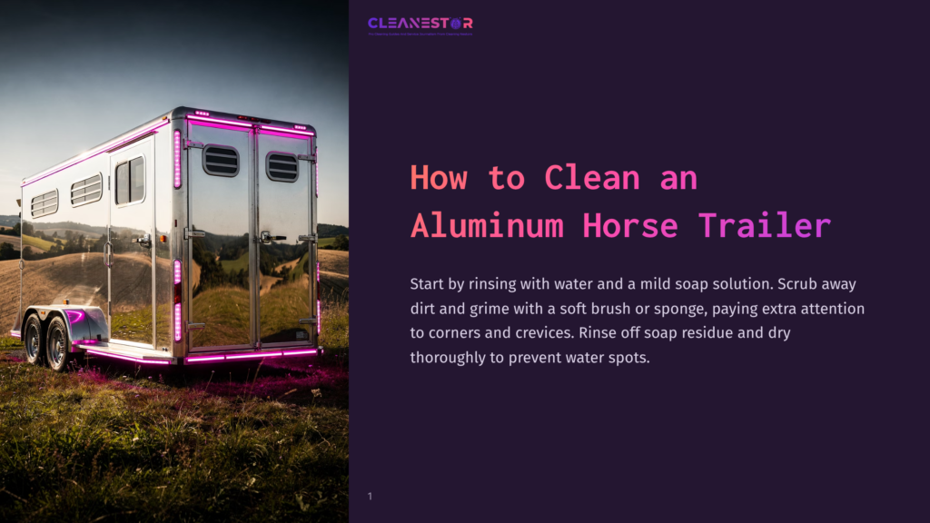 A Shiny Aluminum Horse Trailer In A Rural Landscape, Reflecting Natural Light, With Fields And Hills In The Background.