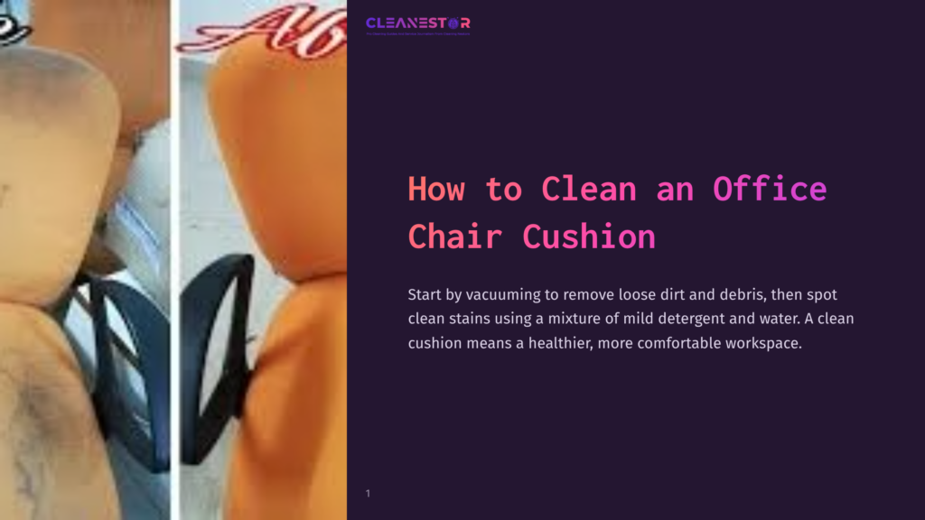 Two Office Chair Cushions Are Shown Side By Side: One Is Clean And Orange, While The Other Is Stained And Light Brown, Against A Dark Background.