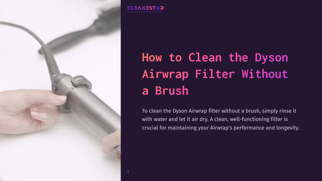 A Person Holding A Dyson Airwrap Filter Over A Sink, With Clear Water Running To Demonstrate The Cleaning Process On A Dark Background.