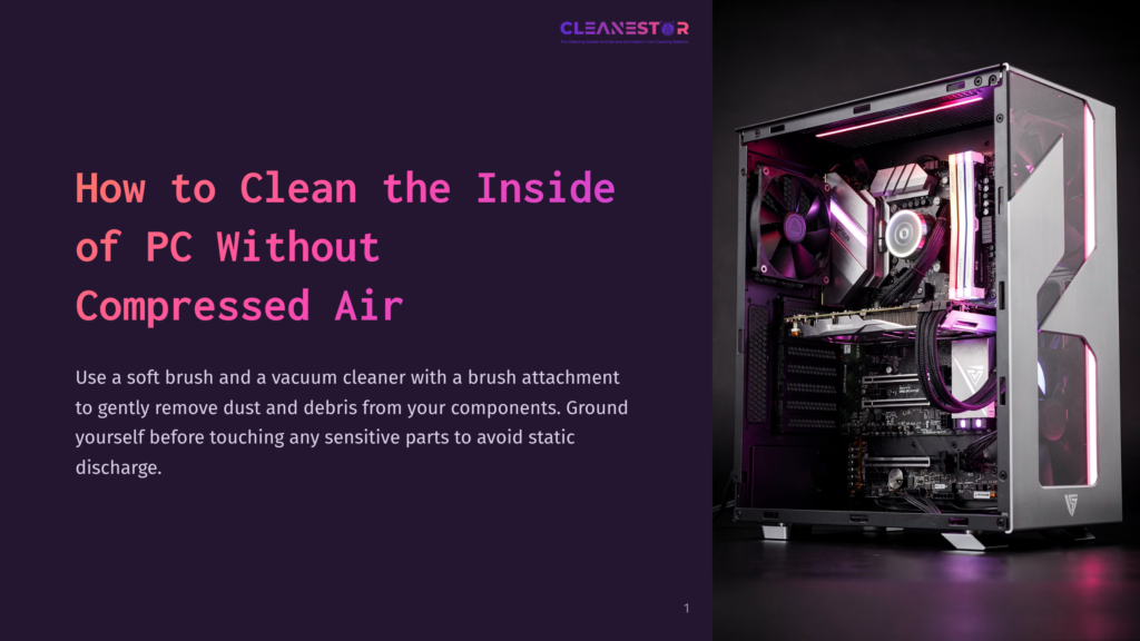A Sleek Black Pc Case With Internal Components Illuminated By Purple Led Lights, Showcasing Organized Wiring And Cooling Fans.