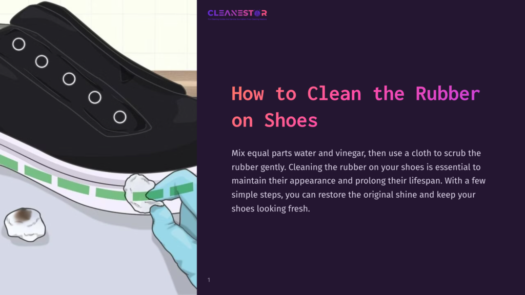 Close-Up Of A Gloved Hand Cleaning The Rubber Sole Of A Black Sneaker With A White Cloth And A Cleaning Solution, Showing How To Clean Rubber On Shoes.