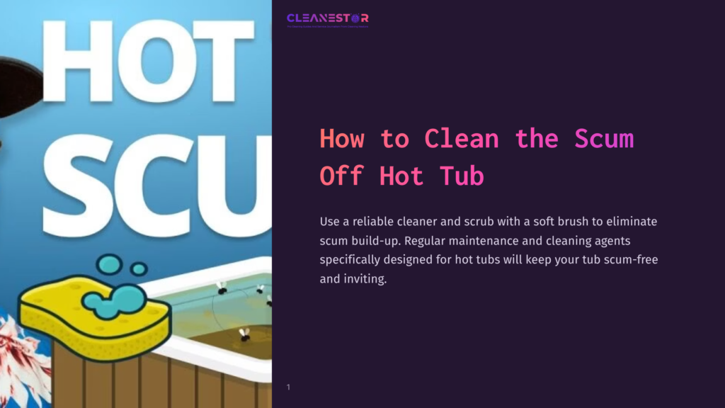 A Blue Hot Tub With A Soft Brush And Cleaning Solution On A Dark Background, Illustrating The Cleaning Process With Scum Buildup.